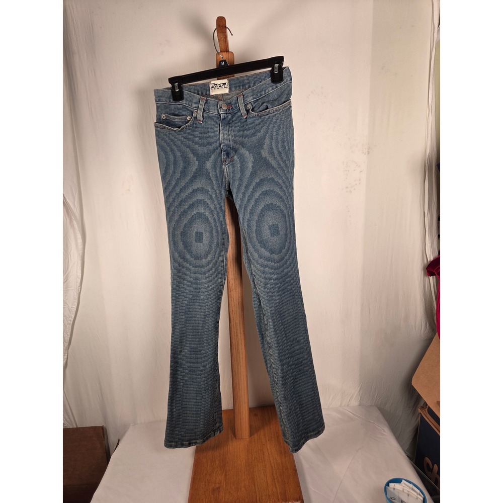LEI Jeans Co Swirl Concentric Circle Print Blue Denim Pants Womens 6R